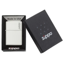 Zippo 214ZL White Matte With Zippo Logo - Refillable Windproof Lighter -Outdoor Gear Shop 88
