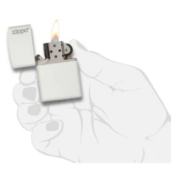 Zippo 214ZL White Matte With Zippo Logo - Refillable Windproof Lighter -Outdoor Gear Shop 99
