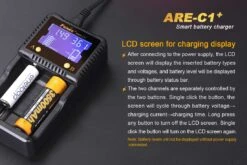 Fenix ARE-C1+ Smart Battery Charger -Outdoor Gear Shop ARE C1plus battery charger lcd display