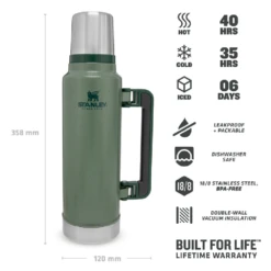 NEW Stanley Classic Vacuum Bottle 1.5QT Hammertone Green -Outdoor Gear Shop ClassicVacuum1.5QT 10 08265 001