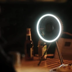 Tripod Fan With White Ring Light USB Rechargeable -Outdoor Gear Shop Edited 6