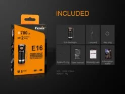 Fenix E16 XP-L Hi Neutral White LED Flashlight BLACK 700 Lumen -Outdoor Gear Shop Fenix E16 Flashlight Included