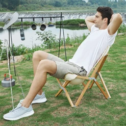 Hewolf Foldable Wooden Chair - Small -Outdoor Gear Shop HW J2058S KHA 03