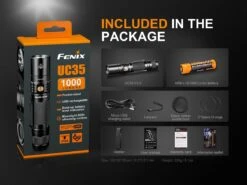 Fenix UC35 V2.0 XP-L HI V3 USB Rechargeable LED Flashlight -Outdoor Gear Shop UC35 V2 flashlight Package Included